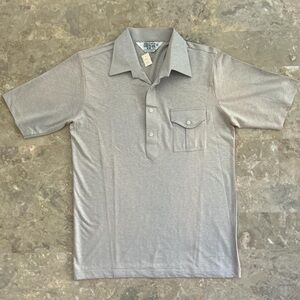 Vintage 70s Manhattan Nature Knit Polo M Gray Deadstock 60/40 Pocket Shirt